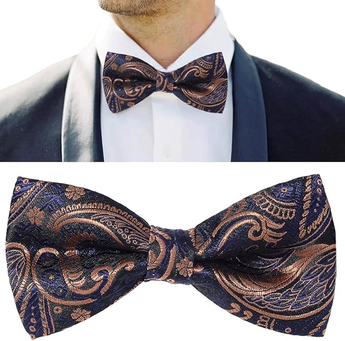 eyret 男式领结提花预绑婚礼领结正式可调节长度商务领结男士